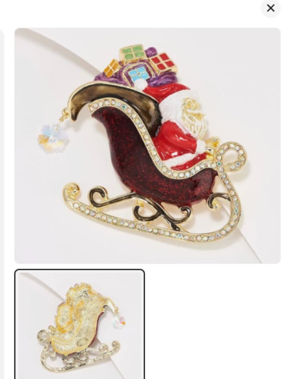 KIRKS FOLLY Santa's Magical Sleigh Couture Pin GT CHRISTMAS Brooch Crystal